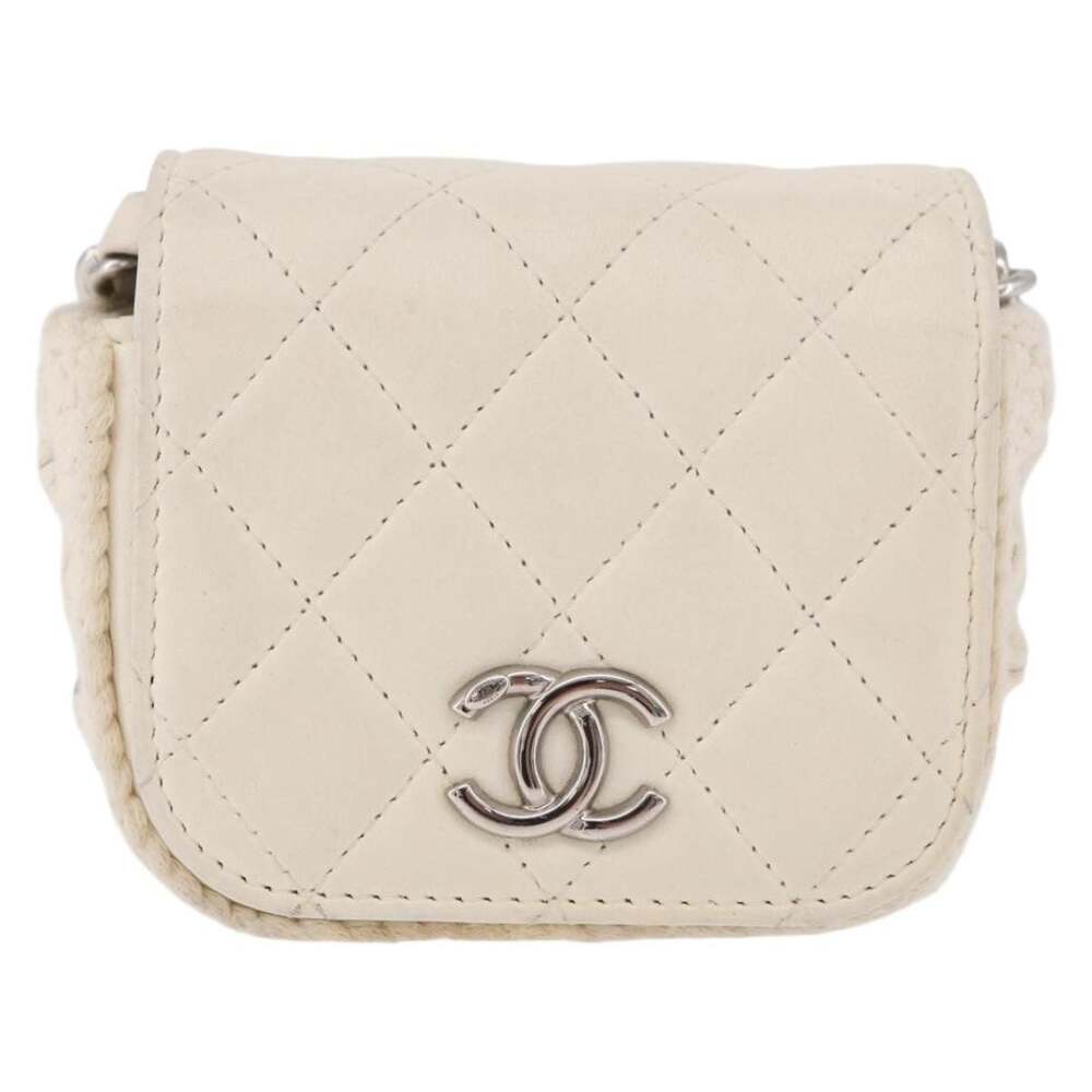 Chanel Matelasse Lambskin Chain Shoulder Bag White